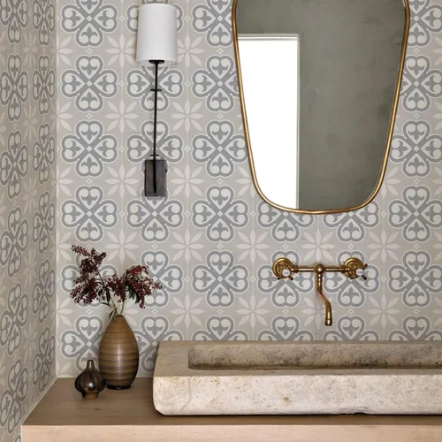 Vista 10 de Alwayspon 12 calcomanías de azulejos de pared retro florales mate para transferir, despegar y pegar, calcomanías de vinilo autoadhesivas