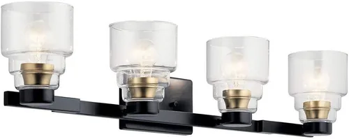 Vista 8 de Kichler Vionnet 55011BK - Lámpara de tocador con 2 luces de 14.5 pulgadas con cristal transparente en color negro