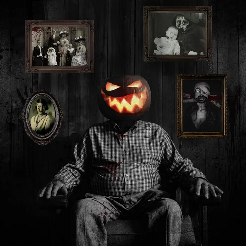 Vista 6 de Decoraciones para fiestas de Halloween, 12 piezas desechables, imágenes encantadas, retratos góticos de mansión, fotos de terror, retratos