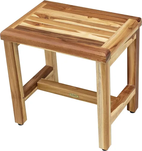 Vista 10 de EcoDecors Banco de ducha de teca natural de 18 pulgadas, impermeable Banco de ducha de teca de 18" con barra