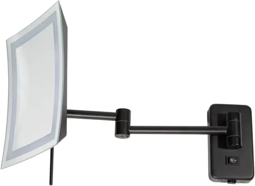 Vista 2 de JERDON Espejo de maquillaje rectangular para montaje en pared con aumento 5X, espejo de maquillaje de alambre directo con luces LED, negro mate