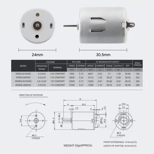 Vista 5 de 5 piezas de motor de corriente continua 3-12 V, motor eléctrico 280 motor micro mini motor Hobby Motor para RC coche, barco, avión, juguetes DIY