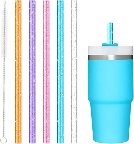 Vista 10 de Paquete de 10 popotes de repuesto para vaso Stanley Cup de 40 onzas, 30 onzas y 64 onzas, apto para lavavajillas, popotes largos transparentes