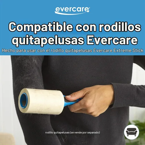 Vista 6 de Evercare Extreme Giant Stick - Rodillo de pelusa manual con mango recto, 70 hojas, color azul
