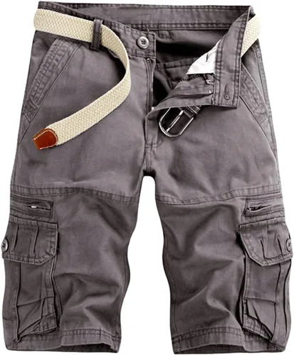 Vista 8 de Mens Khaki Cargo Shorts Classic Fit Multi Pockets Tooling Shorts 6 Inch Inseam Casual Summer Work Beach Shorts #01 Verde Ejército