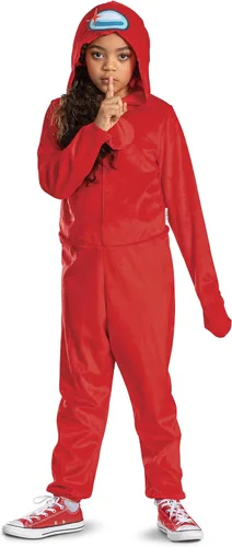 Vista 5 de Disguise Disfraz de impostor rojo de Among Us, overol con capucha oficial de Among Us para niños