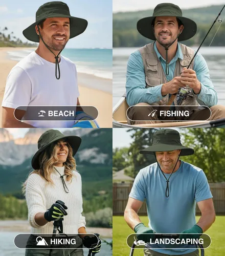 Vista 4 de GearTOP Safari Hat for Men Sun Hats for Women UV Protection UPF 50+ Fishing, Gardening, Hiking Hat (22-23 1/2")