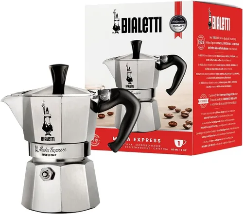 Vista 16 de Bialetti - Moka Express: Cafetera de espresso sobre estufa icónica, prepara auténtico café italiano, olla de moka 1 taza (2 Oz - 60 Ml), aluminio