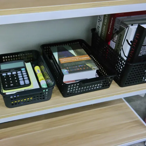 Vista 5 de Begale Bandejas de almacenamiento de escritorio de plástico, cestas organizadoras, juego de 6