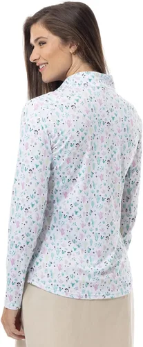 Vista 2 de SanSoleil SolCool UV 50 Camiseta de manga larga con cremallera y estampado para mujer