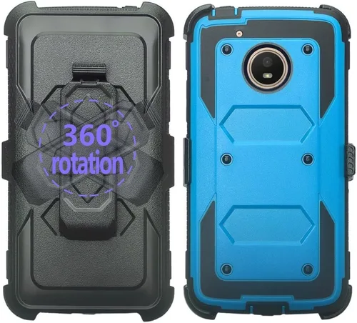 Vista 2 de SOGA - Funda híbrida compatible con Motorola Moto E4 Plus con clip para cinturón y protector de pantalla integrado para Moto E4 Plus