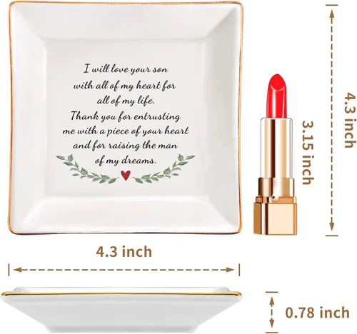 Vista 4 de Regalos para la madre del novio de la novia, regalos de boda para suegra, regalo de agradecimiento para la nueva mamá, plato de joyería de cerámica