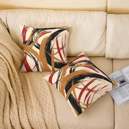 Vista 142 de Juego de 2 fundas de almohada abstractas de 16 x 16 pulgadas para niños, niñas, adolescentes, decoración de dormitorio, moderna a rayas, decoración