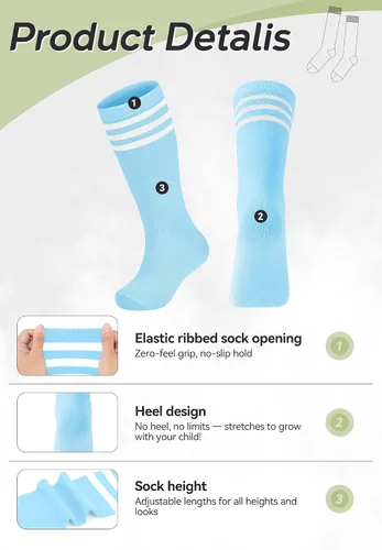 Vista 19 de Zando Calcetines de fútbol para niños, hasta la rodilla, para jóvenes, béisbol, fútbol, sóftbol, niños y niñas, de algodón suave sobre