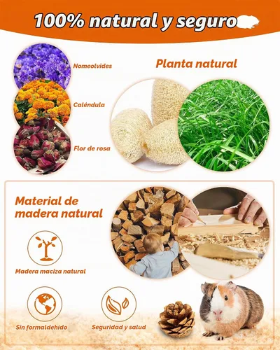 Vista 4 de Juguetes de hámster y conejillo de indias – 18 piezas de juguetes de madera para masticar animales pequeños para dientes – Conejo, chinchilla