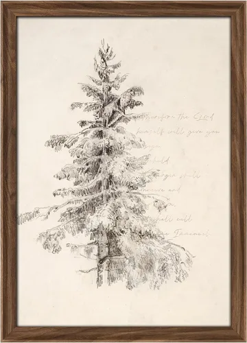 Vista 110 de MUDECOR Lienzo enmarcado prémium para pared, pinos nevados en bosque de invierno, ilustraciones modernas, arte contemporáneo, escénico, divertido