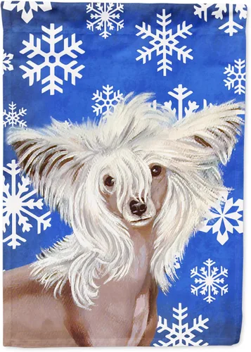 Vista 200 de Caroline's Treasures SC9374GF Bulldog English Snow flakes Holiday Garden Flag Buzón Bandera decorativa para patio exterior, patio, obras de arte