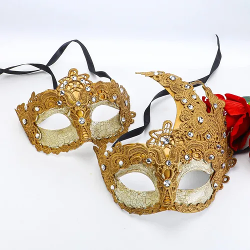Vista 2 de YU FENG 2 máscaras venecianas para fiesta de baile de máscaras, disfraces, accesorios de fiesta