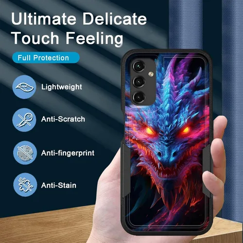 Vista 7 de Funda para Galaxy A14 5G, resistente de doble capa híbrida de policarbonato duro, goma suave, a prueba de golpes, funda protectora resistente