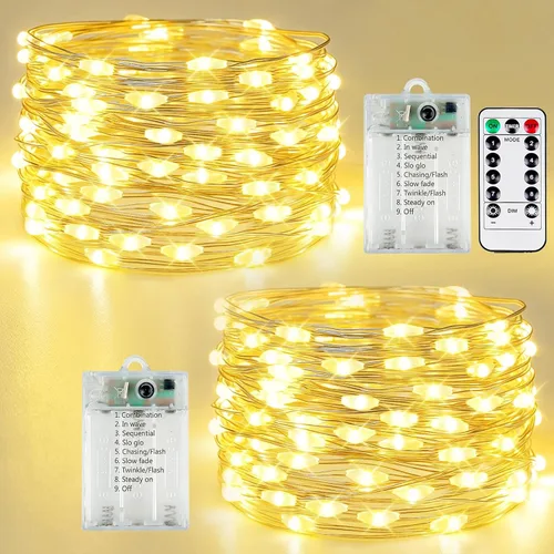 Vista 10 de 30LED Acorn Fairy Lights Battery Operated Fall String Lights Indoor Decor Remote Control, 8 Lighting Modes, IP44 Waterproof, Timer & Dimmable