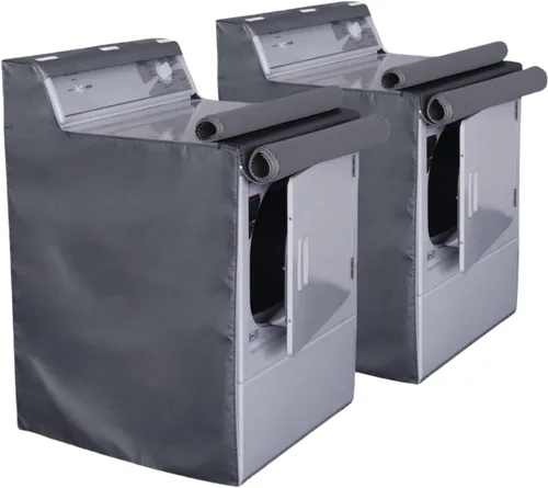 Vista 9 de Ericlin Paquete de 2 fundas para lavadora y secadora, cubierta para lavadora de carga superior, cubierta de protección para secadora de ropa a