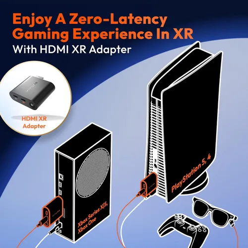 Vista 9 de VITURE Adaptador HDMI XR para iPhone 14 y modelos anteriores, habilitando videos multipantalla/3DoF/VR mejorados, 2.8 horas de duración
