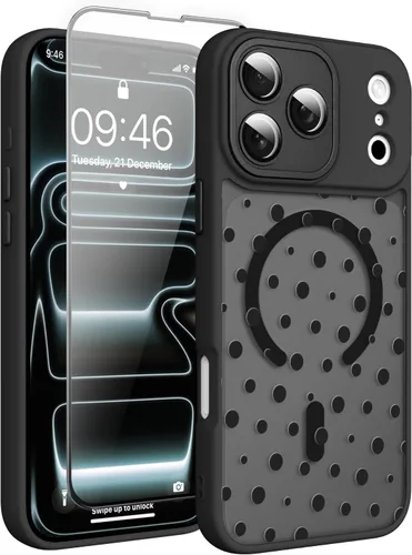 Vista 26 de Magnético para iPhone 13 con protector de pantalla [Compatible con MagSafe] Diseño de patrón floral de flores bonitas, funda delgada a prueba