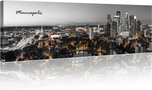 Vista 16 de 3 paneles de Atlanta Skyline vista de la ciudad en blanco y negro, imágenes panorámicas de edificio de ciudad, decoración de pared para sala