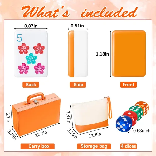 Vista 3 de Soulchen Juego de mahjong americano Sunset Blossom de 1.2 pulgadas, 168 Naranja