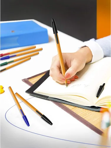 Vista 2 de BIC Bolígrafo naranja fino, bolígrafos de escritura con tinta de larga duración, punta fina (0.031 in), tinta negra, caja de 20