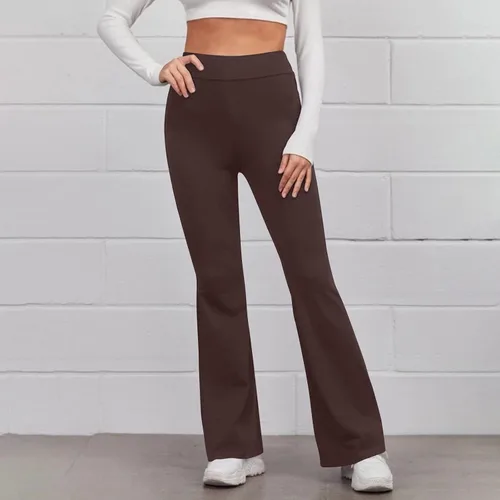 Vista 4 de SMIDOW Leggings acampanados de cintura alta para mujer, pantalones de yoga con corte de bota, sin costuras, pantalones de yoga para gimnasio