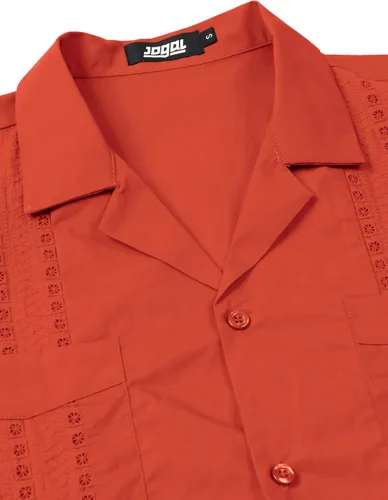 Vista 4 de JOGAL Camisas guayabera para hombre cubanas de manga corta casuales con botones para la playa