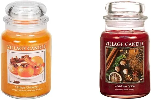 Vista 8 de Village Candle Vela perfumada en tarro grande de boticario de naranja y canela, 21.25 onzas, 21 onzas y manzana de vainilla especiada, vela