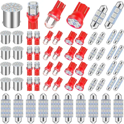 Vista 8 de Frienda Kit de bombillas LED para coche, 70 piezas, luz interior, luz de matrícula, azul