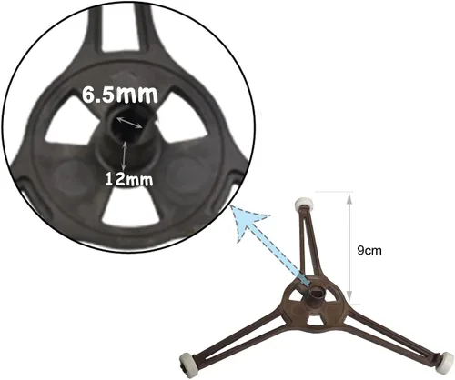 Vista 2 de Soporte para plato giratorio para microondas, anillo giratorio, brazo trípode, bandeja de juego de vidrio, soporte de guía de rodillo, se adapta a