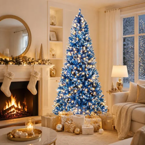 Vista 3 de Árbol de Navidad artificial preiluminado de 8 pies con 420 luces LED