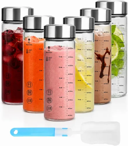 Vista 10 de Luxfuel Botellas de jugo de vidrio de 12 onzas con tapas, paquete de 4