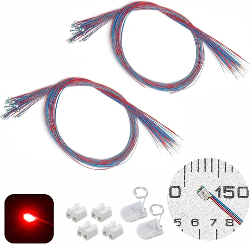 Vista 14 de 50 piezas de LED micro precableados con soldadura previa, LEDs SMD 0805 con accesorios de montaje para construcción de modelos para principiantes