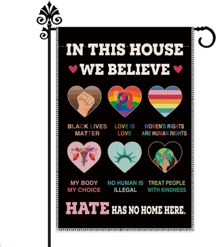 Vista 11 de Hafhue Human Kind Be Both Welcome Bandera de Jardín para Patio Exterior Decoraciones de Granja, Bandera Be Kind Regalo para Familias Amigos, Bandera
