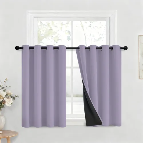 Vista 153 de Yakamok Cortinas negras, cortinas de ventana con aislamiento térmico y eficiencia energética para dormitorio, cortinas opacas completas y cortinas