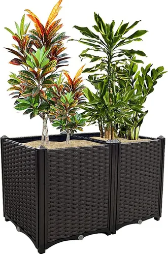 Vista 8 de Macetas elevadas de plástico para cama de jardín elevada con patas para plantas al aire libre, kits de caja con agujeros de drenaje para patio