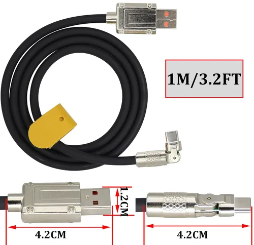 Vista 3 de Cable USB C tipo C, cable de silicona de carga rápida tipo C, macho a USB A macho, con rotación de 180°, carga rápida Ca-ble compatible con Sam-Sung