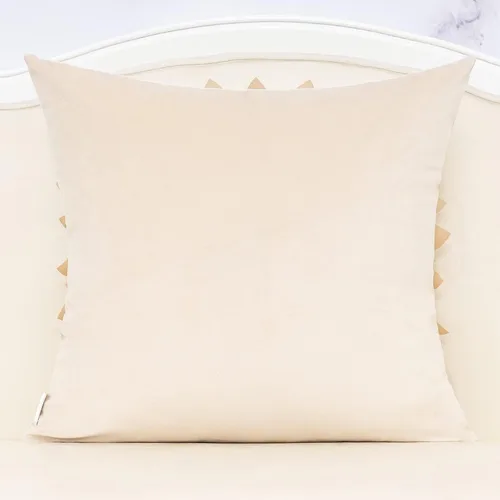 Vista 2 de Alerfa Funda de almohada decorativa de terciopelo beige hecha a mano con flores 3D con cremallera oculta para sofá, cama, sala de estar, decoración