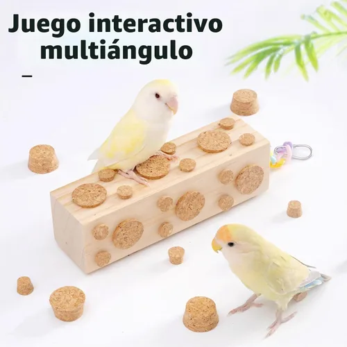 Vista 7 de 2 juguetes de madera para masticar pájaros, 7.9 pulgadas, 92 corchos