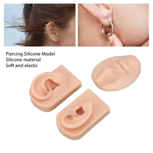Vista 5 de El kit de accesorios de simulación educativa 3D incluye 1 modelo de nariz y boca y 1 par de modelos de oreja para práctica de sutura de perforación