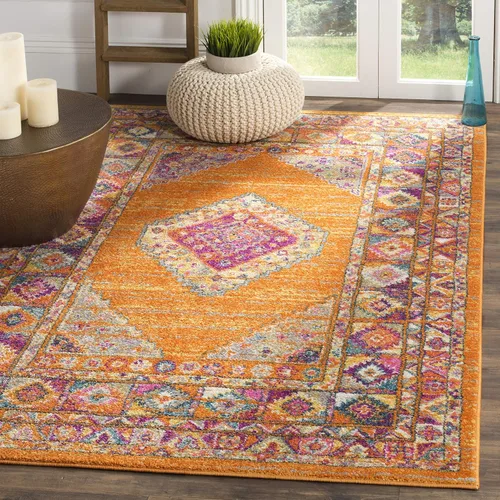 Vista 15 de SAFAVIEH Madison Collection - Alfombra decorativa de 2'3" x 3'11", color azul y fucsia, diseño de medallón bohemio chic, no desprende pelusa