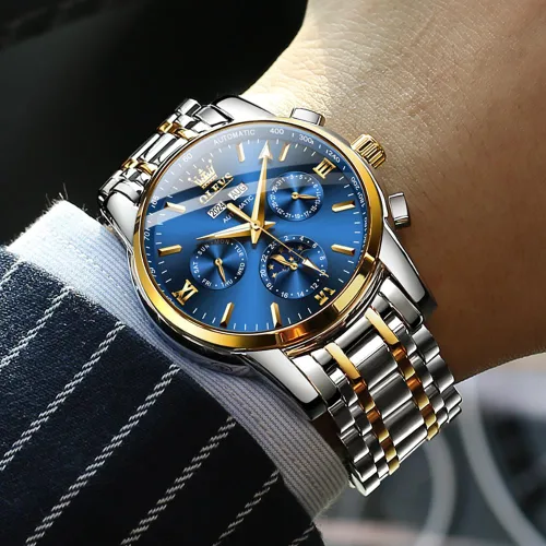 Vista 60 de OLEVS Relojes automáticos para hombre, esqueleto mecánico, de lujo, a la moda, reloj de pulsera luminoso impermeable