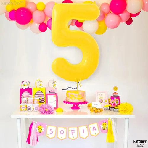 Vista 1223 de KatchOn Globo negro del número 1 de 40 pulgadas, globo de feliz cumpleaños Large Mylar Number One Balloon for 1st Birthday Decorations, Foil