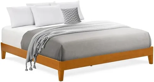 Vista 14 de East West Furniture NVP-22-F Marco de cama de tamaño matrimonial con 4 patas de madera dura y 2 patas centrales adicionales, acabado de nogal
