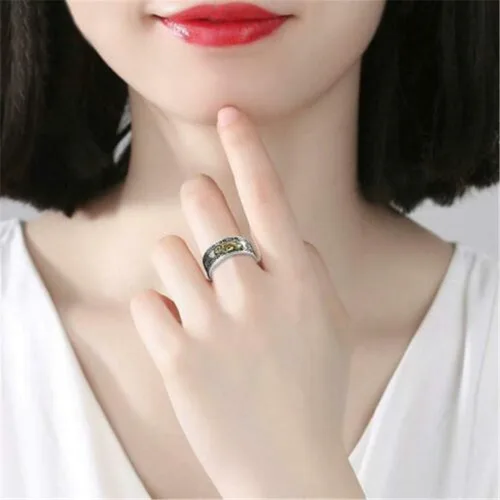 Vista 9 de BLUGY Anillos significativos y divertidos con dijes de Pixiu, anillo de Feng Shui, riqueza, joyería budista, anillo ajustable para hombres y mujeres